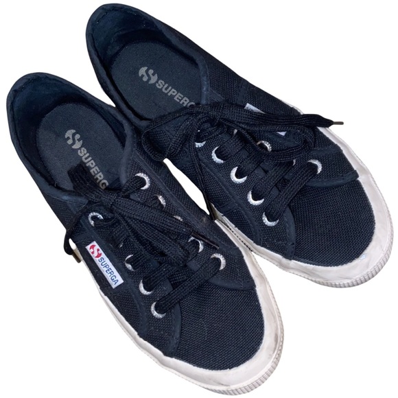 SUPERGA Black Canvas Low Classic Sneakers Size 6 - Picture 13 of 15